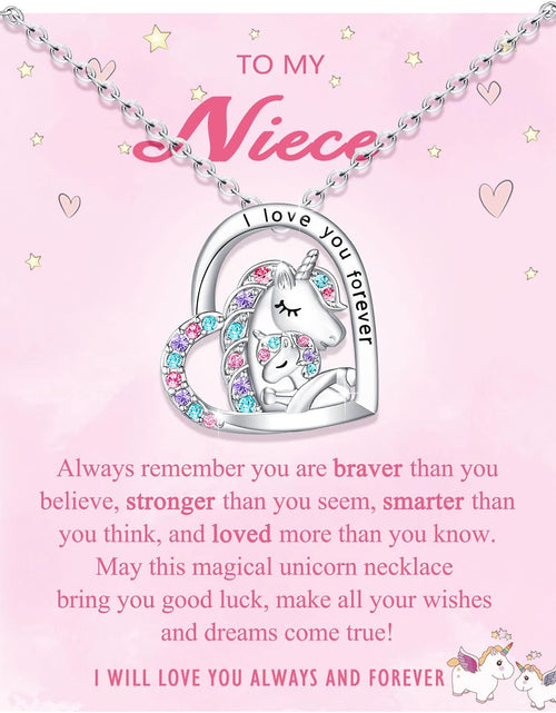 Load image into Gallery viewer, To My Daughter/Granddaughter/Niece/Girl Unicorn Necklace, Birthday Mothers Day Gifts for Little Girls
