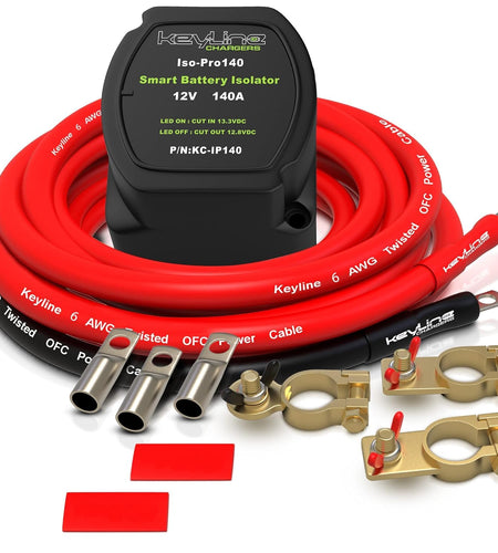 Dual Battery Isolator Kit, 140Amp Battery Isolator 12V Kit, Battery Disconnect Switch 12V | Cars, RV, UTV, ATV, Marine Battery Switch by