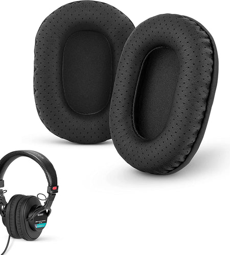 Perforated Replacement Earpads for Sony MDR 7506, V6 & CD900ST with Memory Foam Ear Pad & Suitable for Other on Ear Headphones (Black)