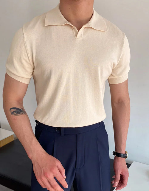 Load image into Gallery viewer, Summer Men Fashion Polo Shirts Short Sleeve Turn-Down Collar Patchwork Casual Polos Mens Clothing Male Tops Pullover Streetwear

