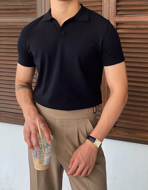 Load image into Gallery viewer, Summer Men Fashion Polo Shirts Short Sleeve Turn-Down Collar Patchwork Casual Polos Mens Clothing Male Tops Pullover Streetwear
