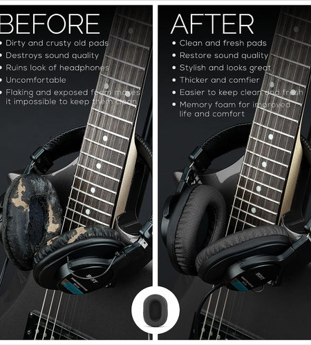 Perforated Replacement Earpads for Sony MDR 7506, V6 & CD900ST with Memory Foam Ear Pad & Suitable for Other on Ear Headphones (Black)