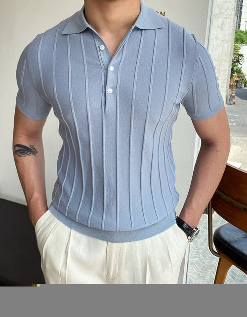 Load image into Gallery viewer, Summer Men Fashion Polo Shirts Short Sleeve Turn-Down Collar Patchwork Casual Polos Mens Clothing Male Tops Pullover Streetwear
