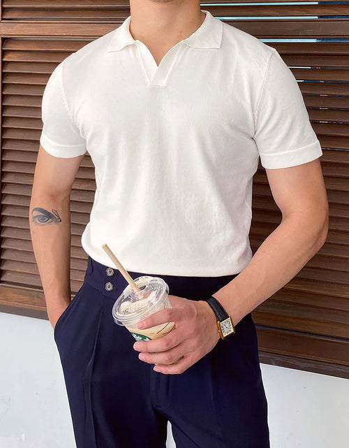 Load image into Gallery viewer, Summer Men Fashion Polo Shirts Short Sleeve Turn-Down Collar Patchwork Casual Polos Mens Clothing Male Tops Pullover Streetwear
