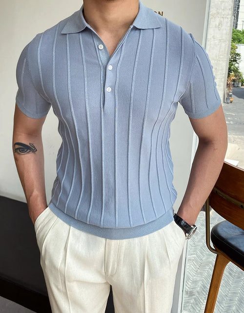Load image into Gallery viewer, Summer Men Fashion Polo Shirts Short Sleeve Turn-Down Collar Patchwork Casual Polos Mens Clothing Male Tops Pullover Streetwear
