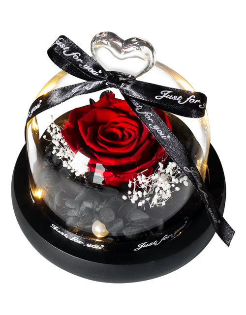 Load image into Gallery viewer, Gifts for Girls Eternal Flowers in Heart Glass Dome with Led Light Forever Preserved Rose Wedding Gift for Mom Women Girlfriend

