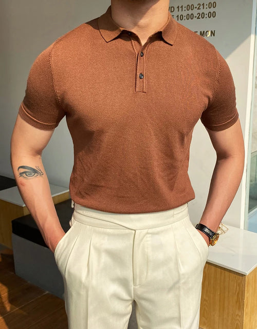 Load image into Gallery viewer, Summer Men Fashion Polo Shirts Short Sleeve Turn-Down Collar Patchwork Casual Polos Mens Clothing Male Tops Pullover Streetwear
