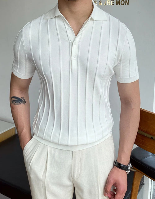 Load image into Gallery viewer, Summer Men Fashion Polo Shirts Short Sleeve Turn-Down Collar Patchwork Casual Polos Mens Clothing Male Tops Pullover Streetwear
